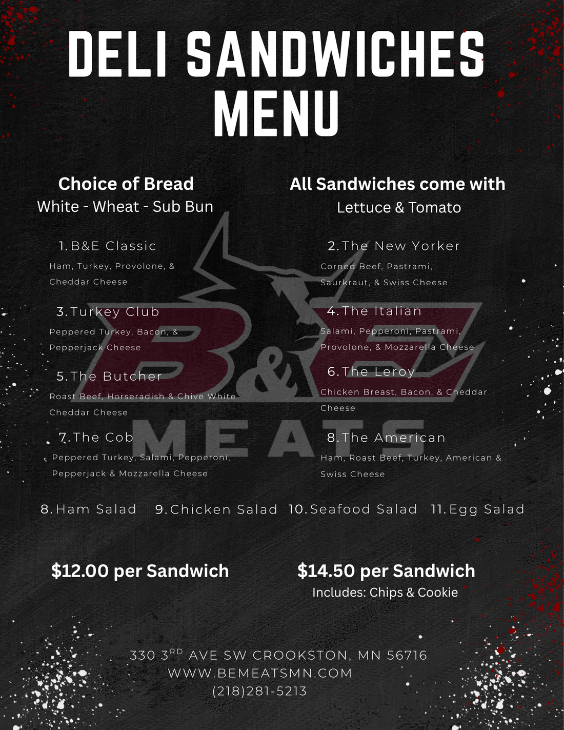 Sandwich Menu